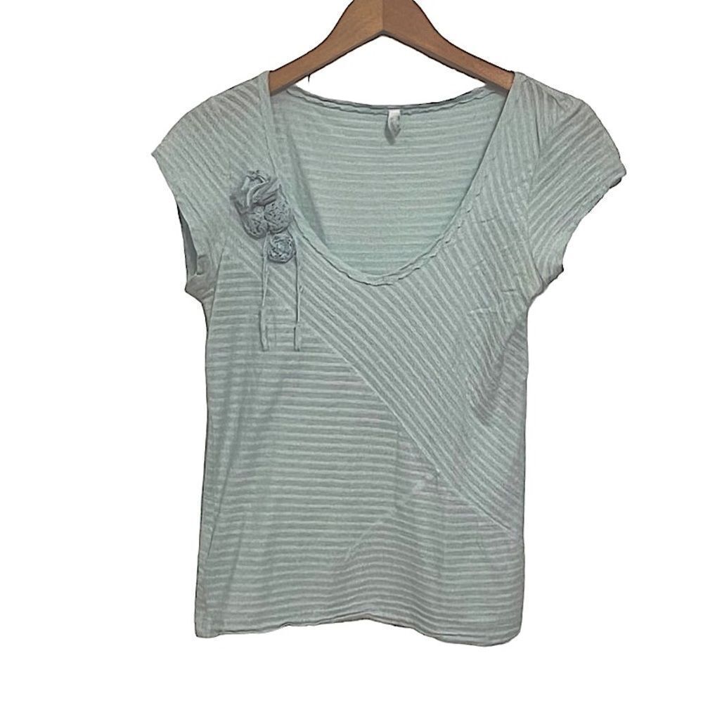 C.C. Outlaw vintage 90’s Shirred Cap Sleeve Top Flower Appliqué Large